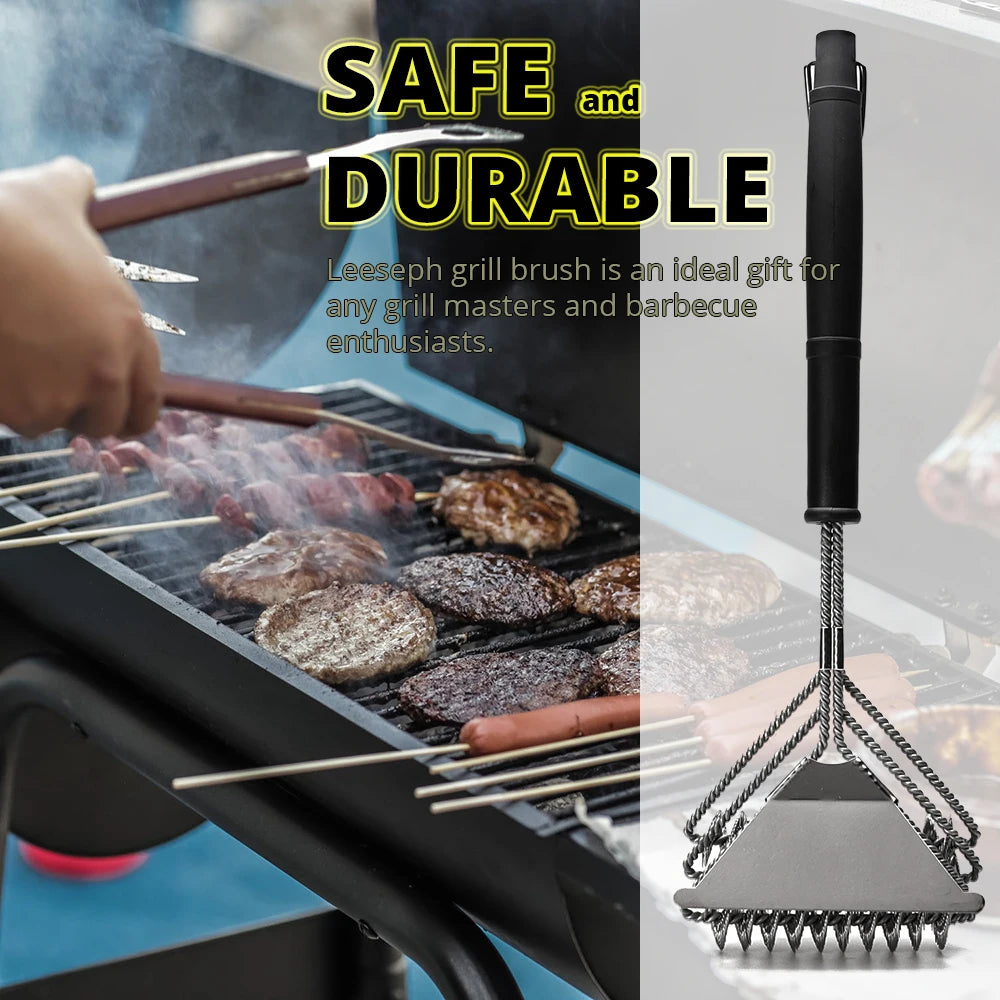 Safe Grill Brush - Bristle Free BBQ Grill Brush - Rust Resistant Stainless Steel Barbecue Cleaner - Great Grilling Accessories
