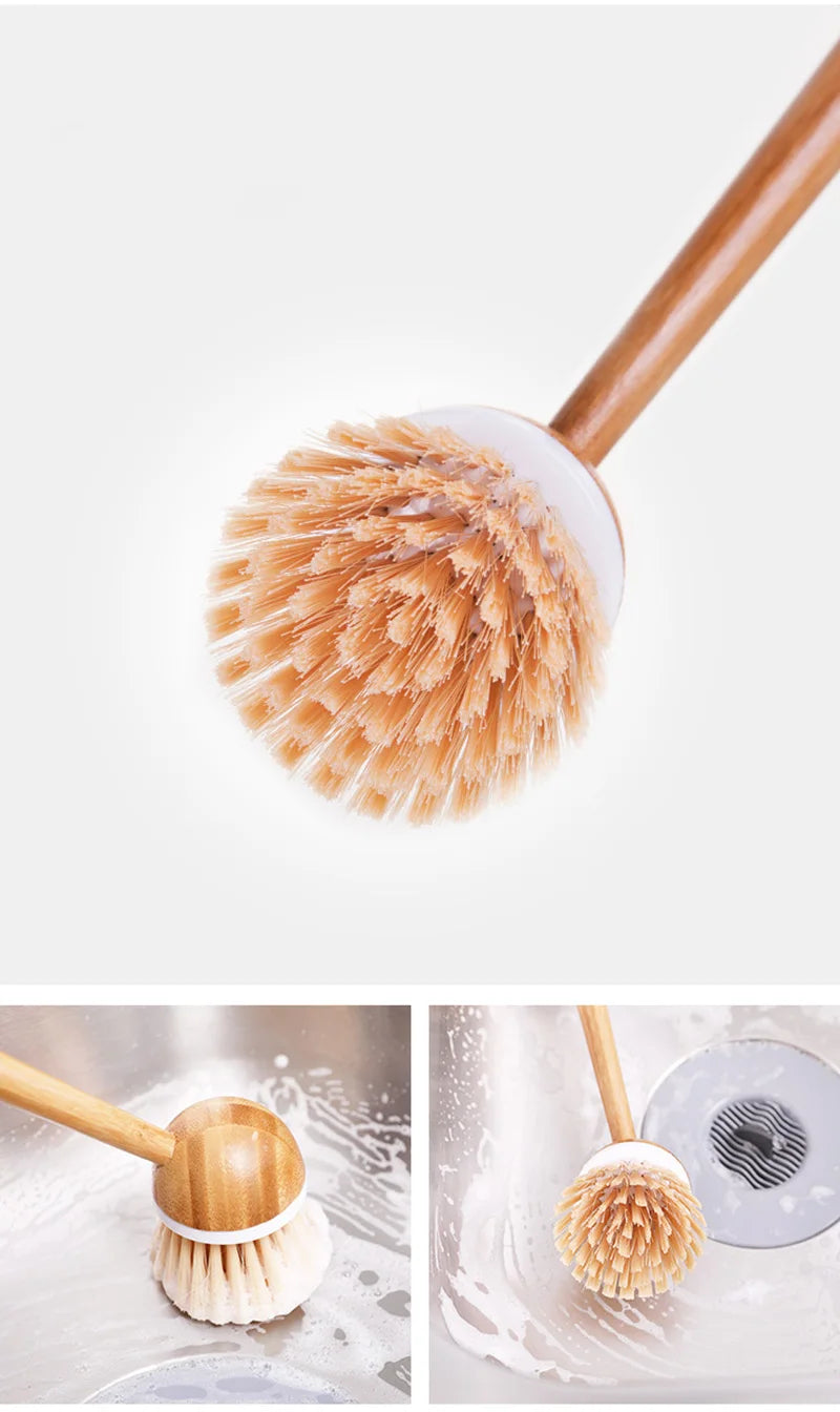 Multifunction Home Kitchen Washing Utensils Wooden Long Handle Pan Pot Cleaning Brush Dish Bowl Washing Brush Cleaning Tools