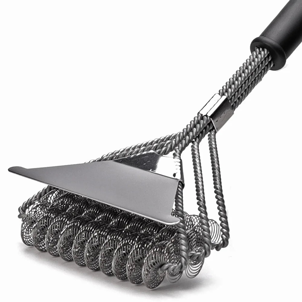 Safe Grill Brush - Bristle Free BBQ Grill Brush - Rust Resistant Stainless Steel Barbecue Cleaner - Great Grilling Accessories
