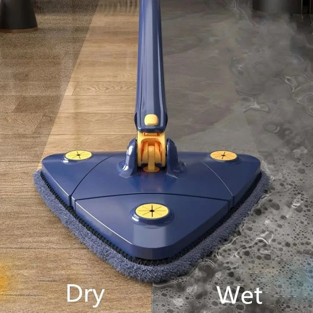 Telescopic Triangle Mop 360° Rotatable Spin Cleaning Mop Adjustable Squeeze Wet and Dry Use Water Absorption Home Floor Tools