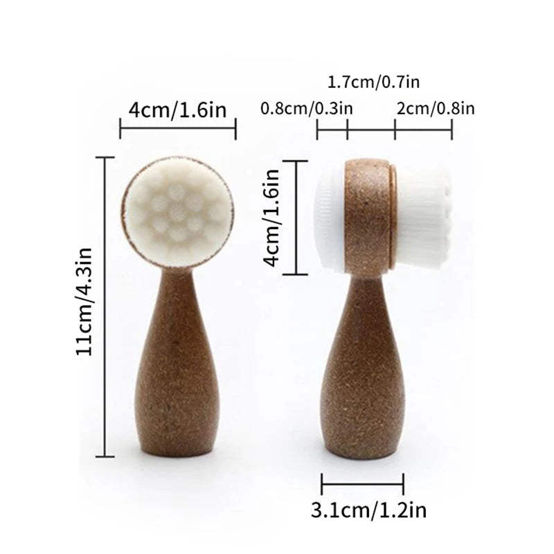 1PC Coconut Shred Handle Face Cleansing Brush Double-Sided Facial Cleanser Blackhead Removal Pore Cleaner Exfoliator Scrub Brush