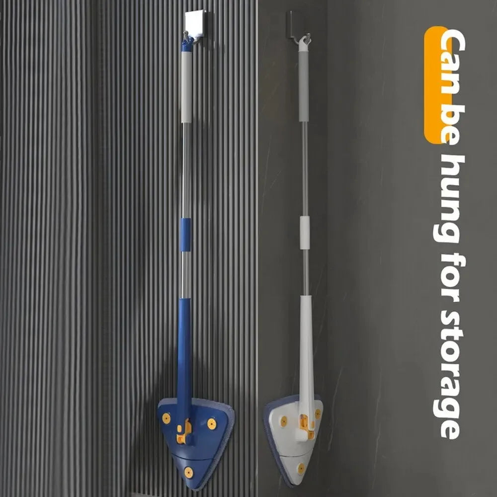 Telescopic Triangle Mop 360° Rotatable Spin Cleaning Mop Adjustable Squeeze Wet and Dry Use Water Absorption Home Floor Tools