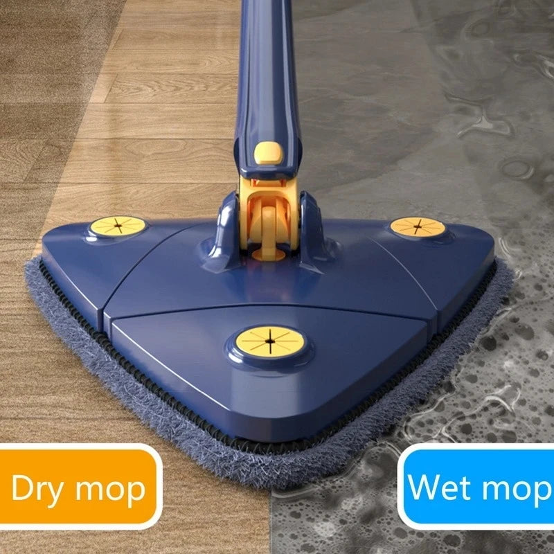 Telescopic Triangle Mop 360° Rotatable Spin Cleaning Mop Adjustable Squeeze Wet and Dry Use Water Absorption Home Floor Tools