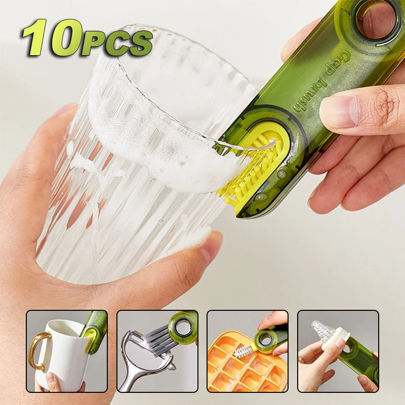 1-5PCS Multi-Purpose Cup Crevice Cleaning Brush 3-in-1 Tea Ware Cleaning Tool Kettle Bottle Lid Cleaner Kitchen Accessories