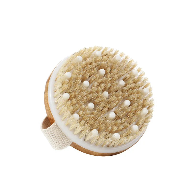 Natural Bristle Brush Soft Wet Dry Skin Body SPA Brush Bath Massager Home Dry Wet Back Shower Brushes Exfoliating Bathing Brush