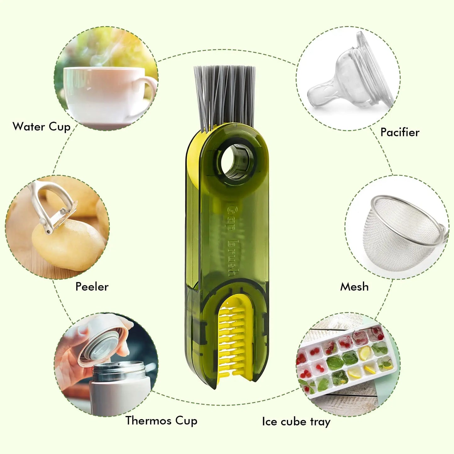 1-5PCS Multi-Purpose Cup Crevice Cleaning Brush 3-in-1 Tea Ware Cleaning Tool Kettle Bottle Lid Cleaner Kitchen Accessories