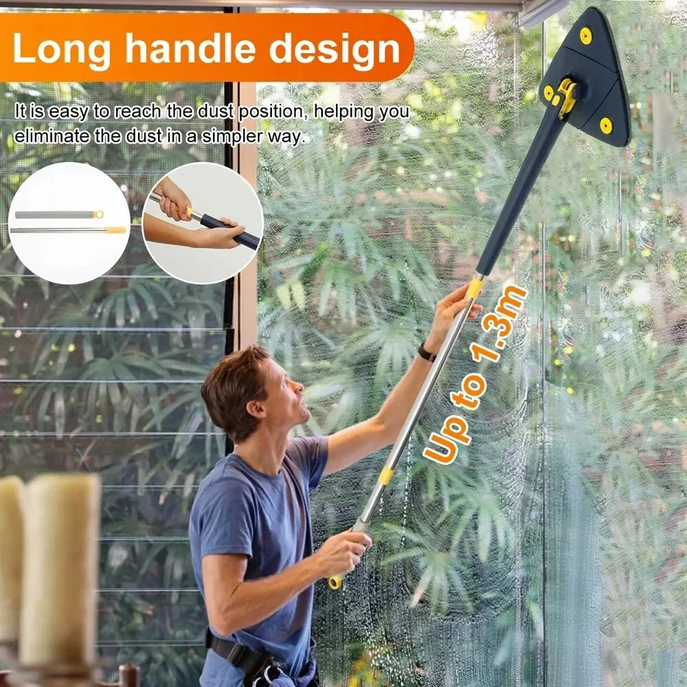 Telescopic Triangle Mop 360° Rotatable Spin Cleaning Mop Adjustable Squeeze Wet and Dry Use Water Absorption Home Floor Tools