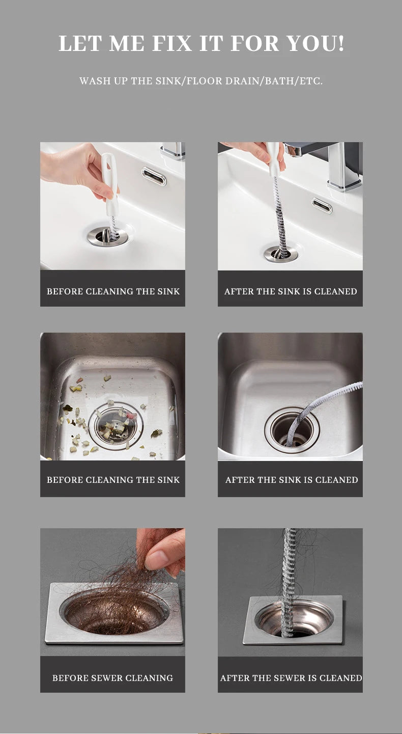Kitchen Sink Cleaning Hook Cleaner Sticks Clog Remover Sewer Bendable Dredging Pipe Bathroom Hair Cleaning Sink Sewer Dredging