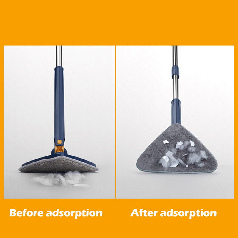 Extended Triangle Mop 360Twist Squeeze with Replacement PadsWringing XType Window Glass Toilet Bathrrom Floor Household Cleaning
