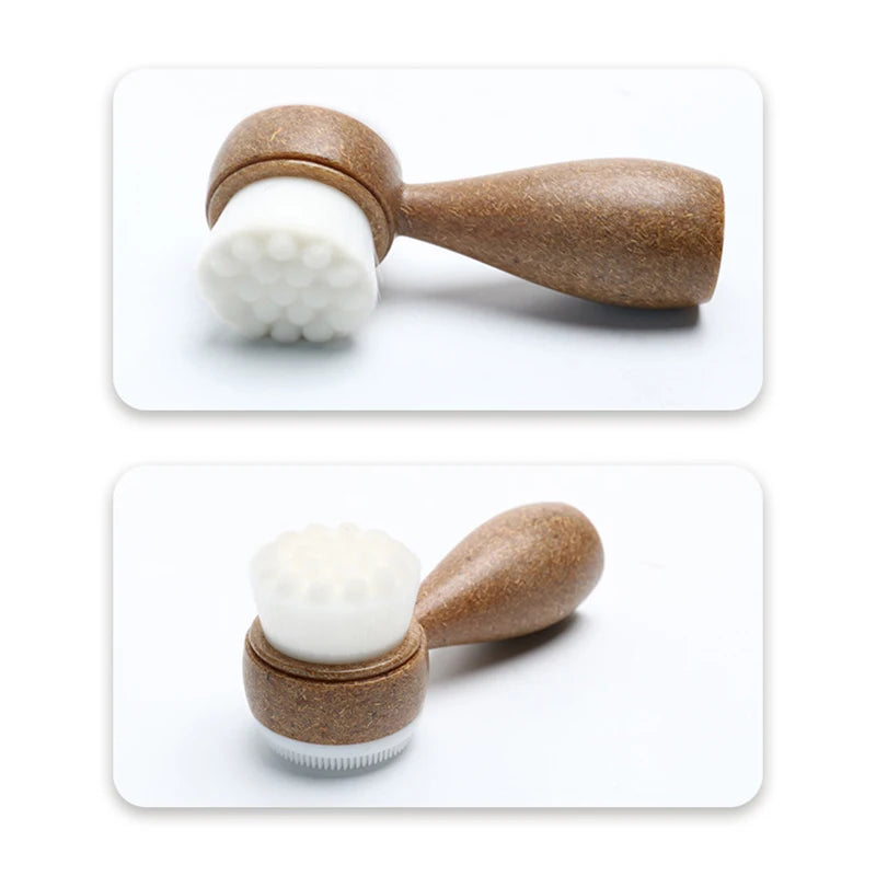 1PC Coconut Shred Handle Face Cleansing Brush Double-Sided Facial Cleanser Blackhead Removal Pore Cleaner Exfoliator Scrub Brush