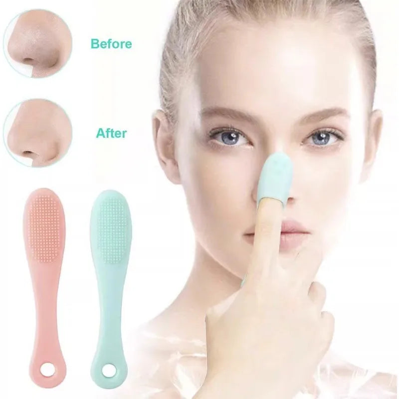 Silicone cleansing brush with handle super soft water drop face washing brush round blackhead cleaning brush silicone instrument