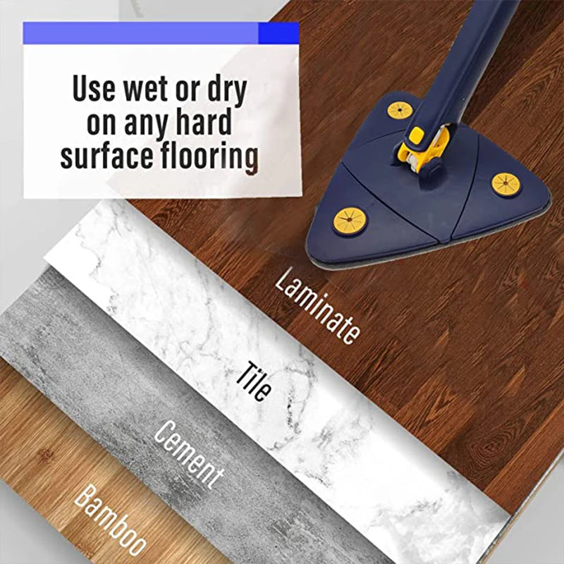 Telescopic Triangle Mop 360° Rotatable Spin Cleaning Mop Adjustable Squeeze Wet and Dry Use Water Absorption Home Floor Tools