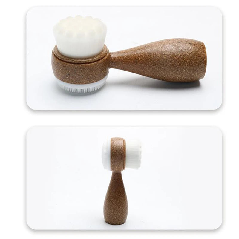 1PC Coconut Shred Handle Face Cleansing Brush Double-Sided Facial Cleanser Blackhead Removal Pore Cleaner Exfoliator Scrub Brush