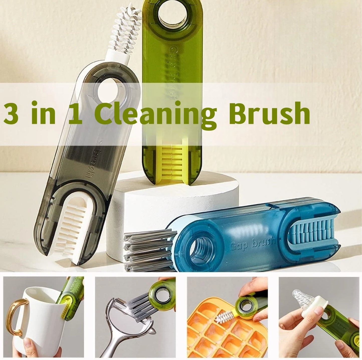 1-5PCS Multi-Purpose Cup Crevice Cleaning Brush 3-in-1 Tea Ware Cleaning Tool Kettle Bottle Lid Cleaner Kitchen Accessories