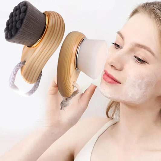 Wood Handle Facial Cleansing Brush