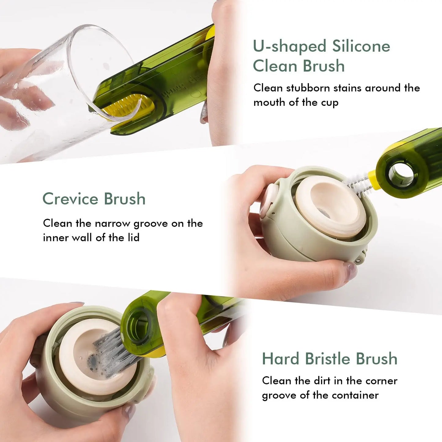 1-5PCS Multi-Purpose Cup Crevice Cleaning Brush 3-in-1 Tea Ware Cleaning Tool Kettle Bottle Lid Cleaner Kitchen Accessories