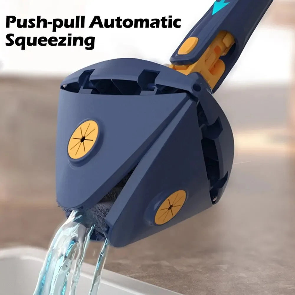 Telescopic Triangle Mop 360° Rotatable Spin Cleaning Mop Adjustable Squeeze Wet and Dry Use Water Absorption Home Floor Tools