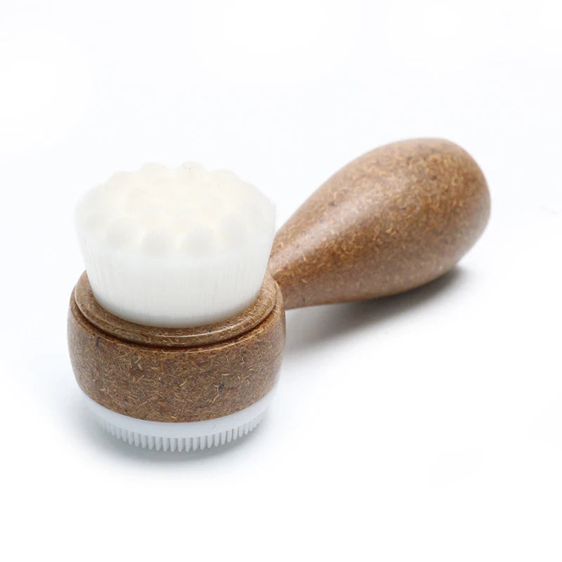 1PC Coconut Shred Handle Face Cleansing Brush Double-Sided Facial Cleanser Blackhead Removal Pore Cleaner Exfoliator Scrub Brush