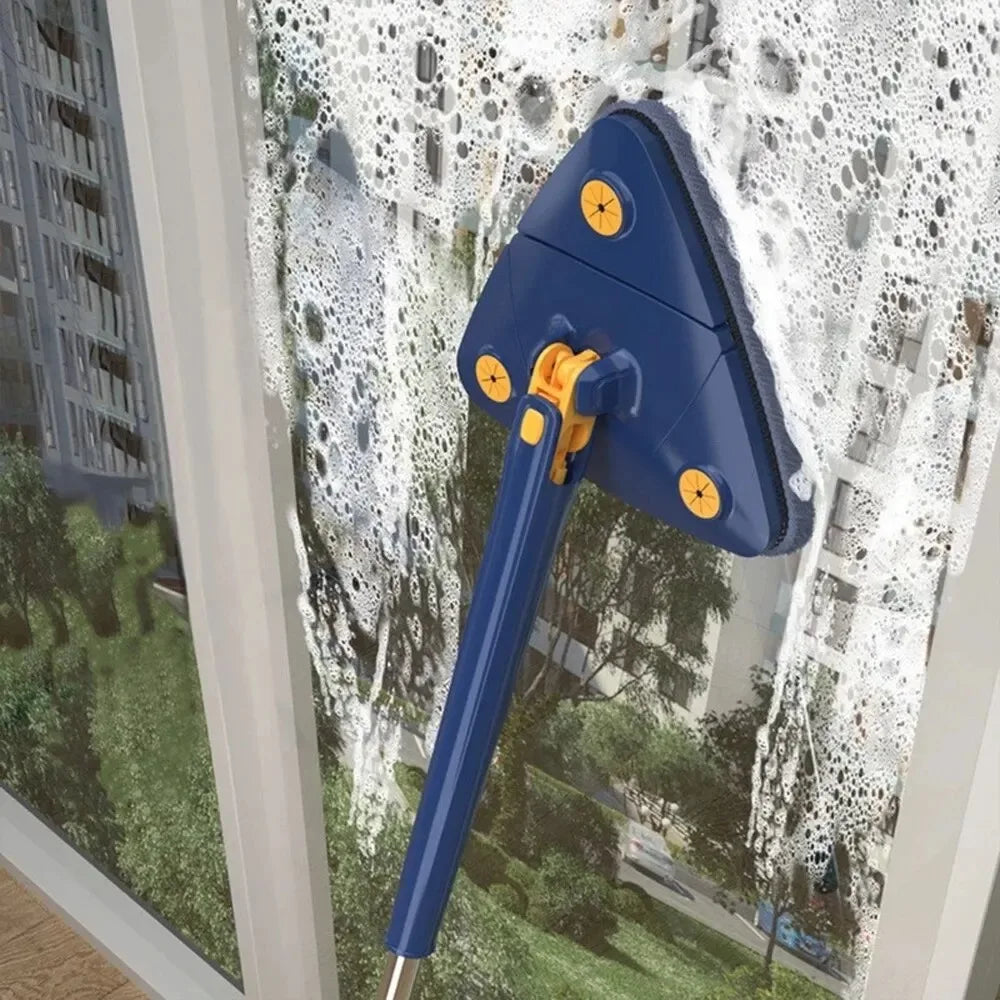 Telescopic Triangle Mop 360° Rotatable Spin Cleaning Mop Adjustable Squeeze Wet and Dry Use Water Absorption Home Floor Tools