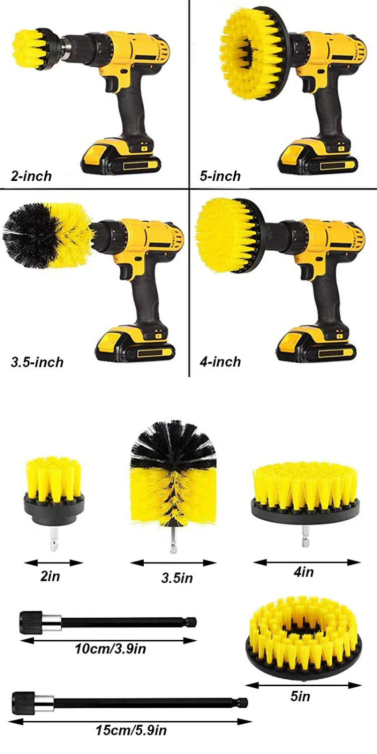 UNTIOR Electric Drill Brush Attachment Set Power Scrubber Brush Car Polisher Kitchen Bathroom Cleaning Tool Car Detailig Brushes