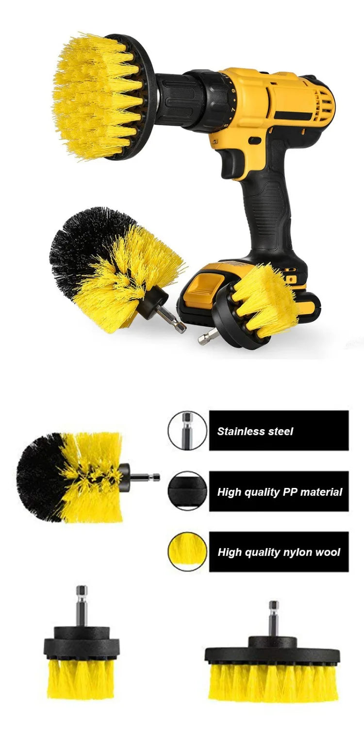 UNTIOR Electric Drill Brush Attachment Set Power Scrubber Brush Car Polisher Kitchen Bathroom Cleaning Tool Car Detailig Brushes