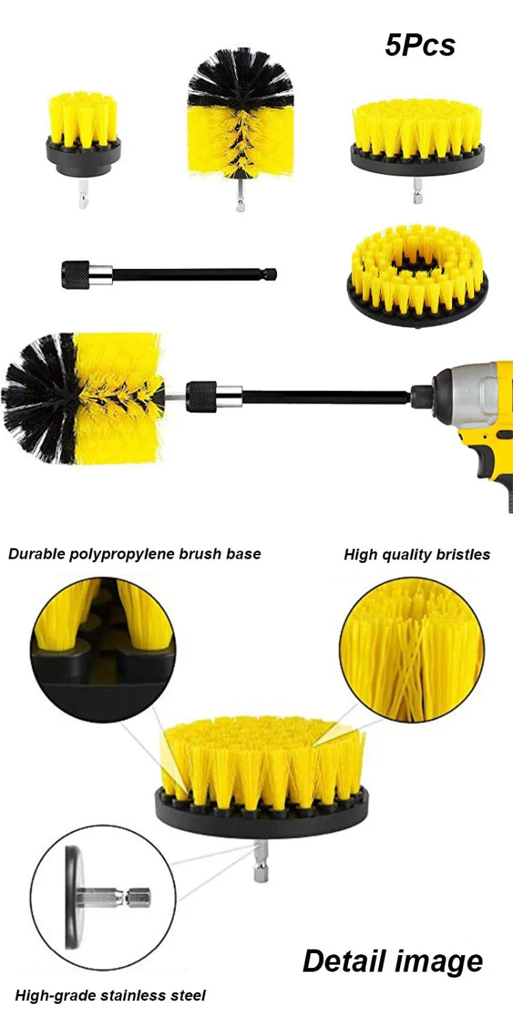 UNTIOR Electric Drill Brush Attachment Set Power Scrubber Brush Car Polisher Kitchen Bathroom Cleaning Tool Car Detailig Brushes