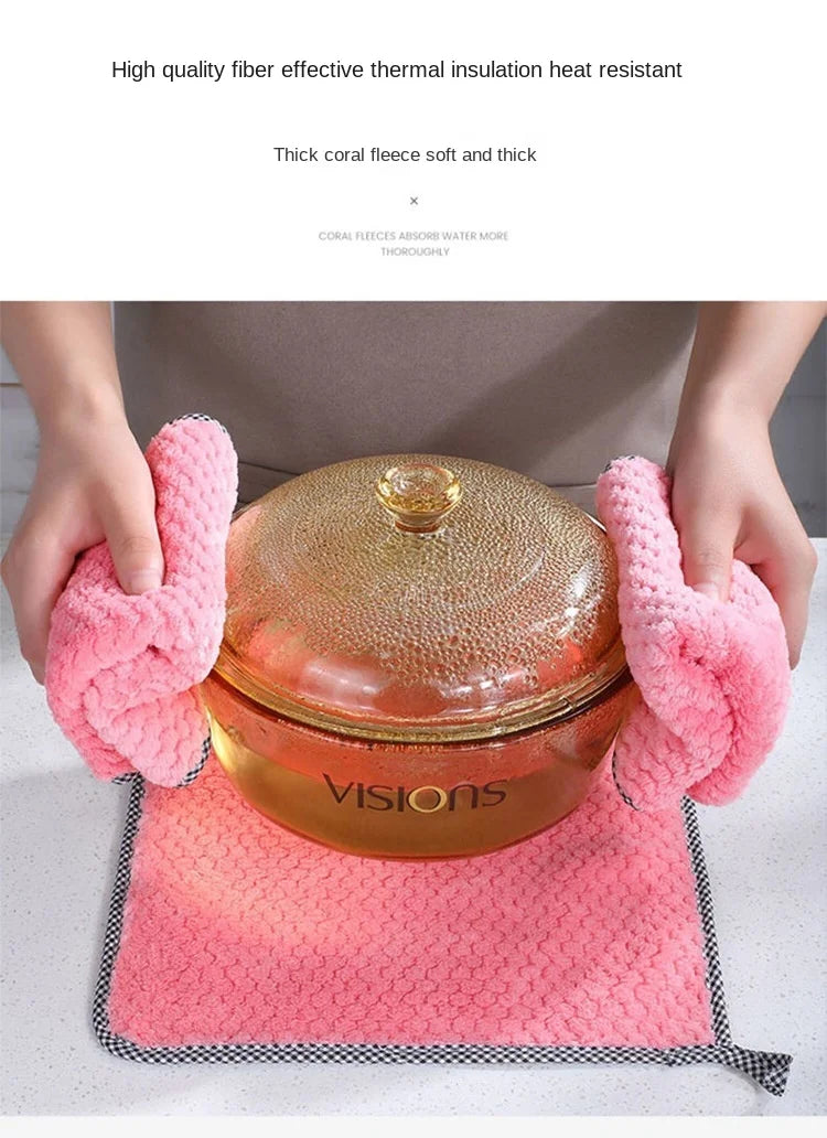 Kitchen towel Rag microfiber kitchen rag dish cloth non-stick oil thickened table cleaning cloth absorbent scouring pad home