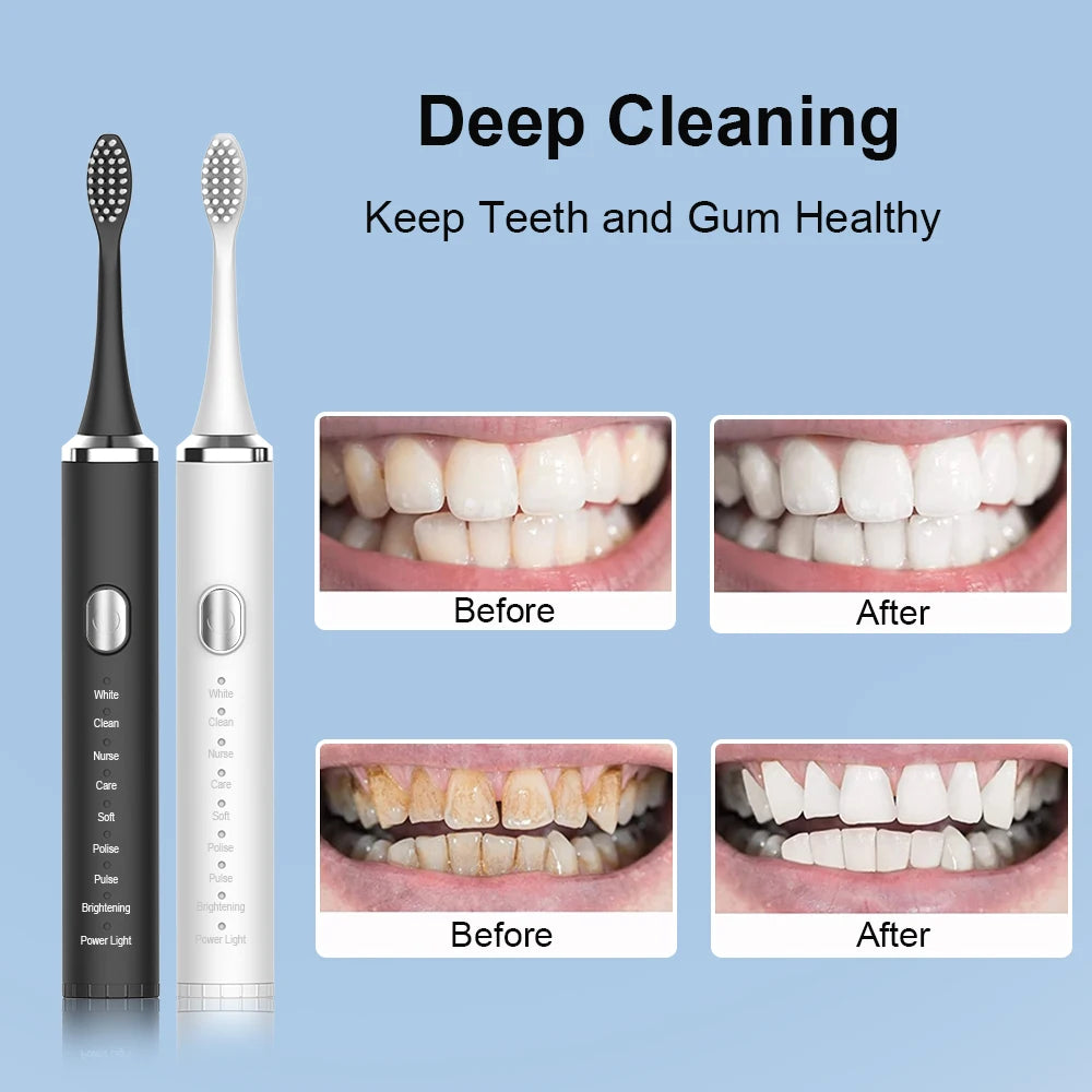 Electric Toothbrush Sonic Tooth Brush 8 Modes Deep Cleaning Teeth With Box to Travel for Men and Women Adult USB Charge YS01