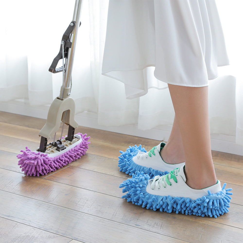 10PCS Chenille Dust Mop Slippers Foot Socks Mop Caps Multi-Function Floor Cleaning Lazy Shoe Covers Dust Hair Cleaner