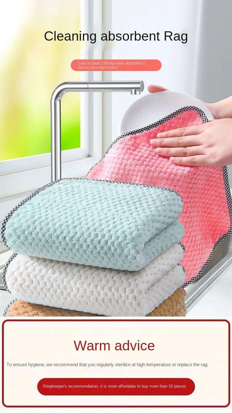 Kitchen towel Rag microfiber kitchen rag dish cloth non-stick oil thickened table cleaning cloth absorbent scouring pad home