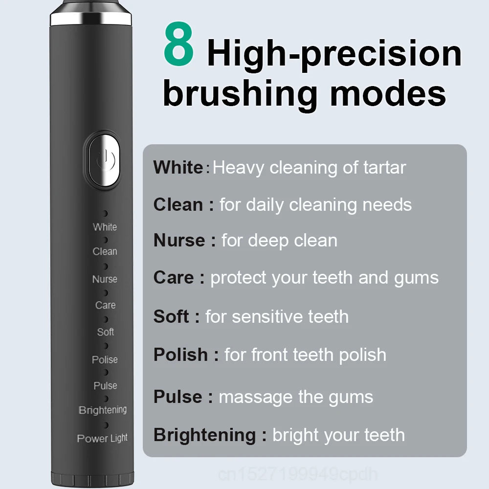 Electric Toothbrush Sonic Tooth Brush 8 Modes Deep Cleaning Teeth With Box to Travel for Men and Women Adult USB Charge YS01