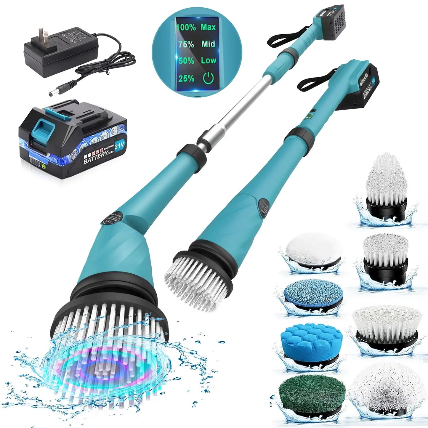 Electric Spin Scrubber 21V Cordless Cleaning Brush