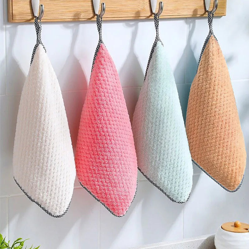 Kitchen towel Rag microfiber kitchen rag dish cloth non-stick oil thickened table cleaning cloth absorbent scouring pad home