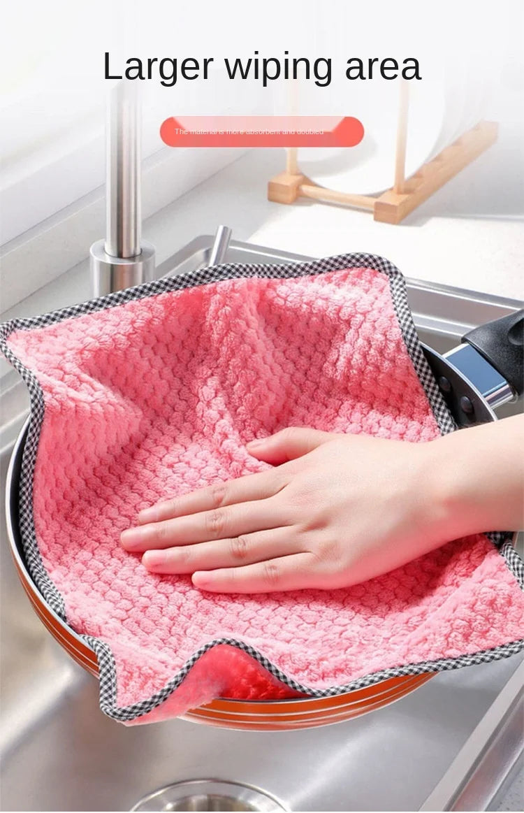 Kitchen towel Rag microfiber kitchen rag dish cloth non-stick oil thickened table cleaning cloth absorbent scouring pad home