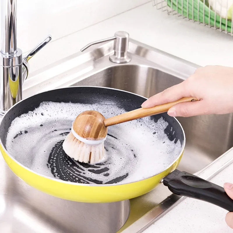 Multifunction Home Kitchen Washing Utensils Wooden Long Handle Pan Pot Cleaning Brush Dish Bowl Washing Brush Cleaning Tools