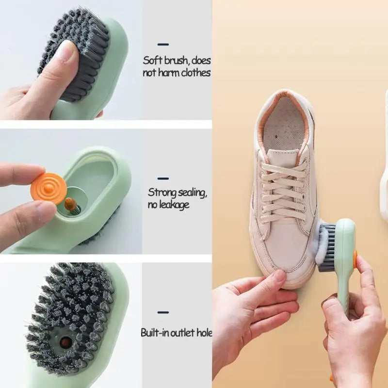 New 2/1PC Cleaning Brush Soft Bristled Liquid Shoe Brush Long Handle Brush Clothes Brush Shoe Clothing Board Brush Cleaning Tool