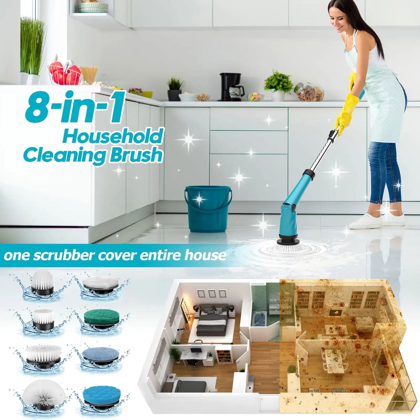 Electric Spin Scrubber 21V Cordless Cleaning Brush