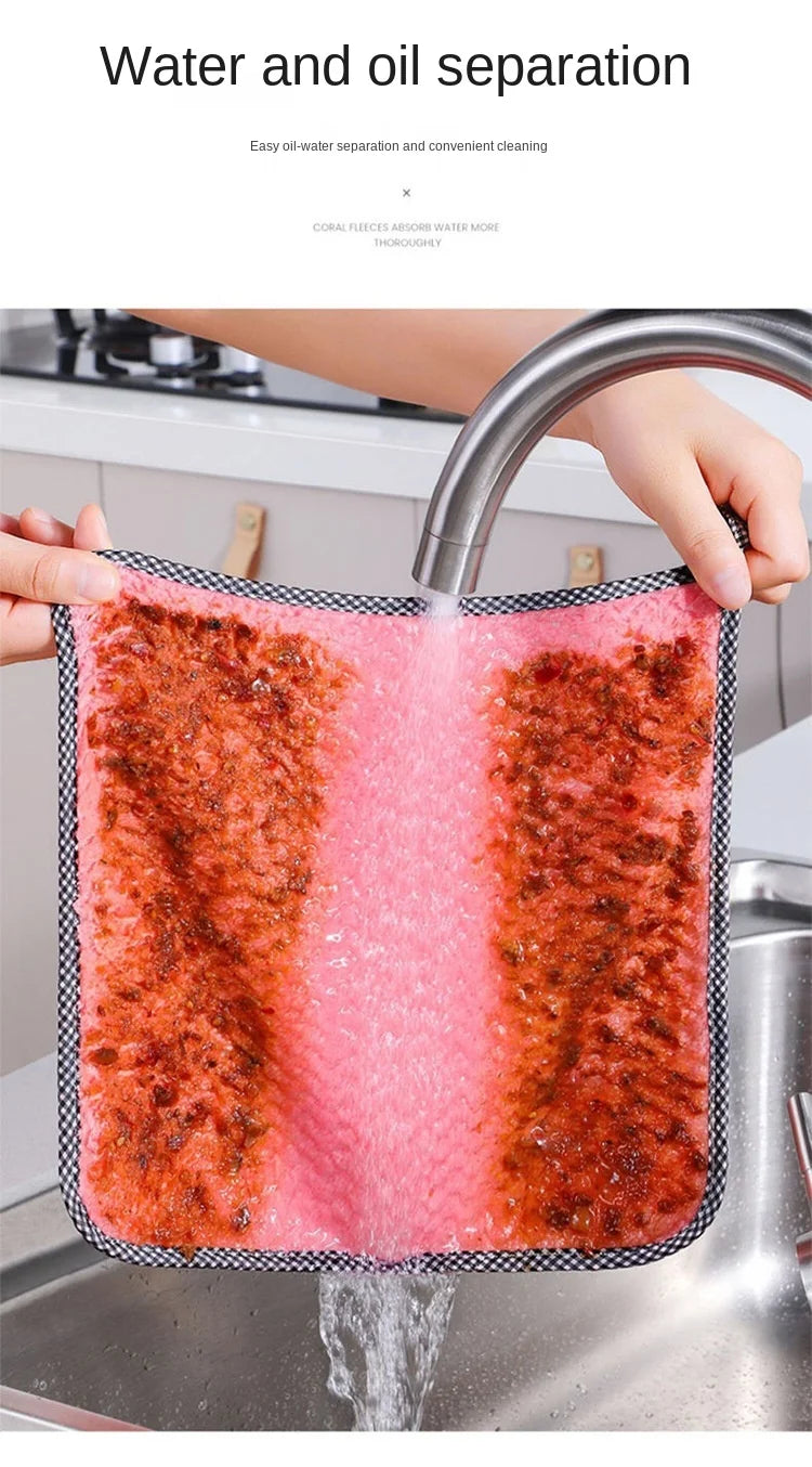 Kitchen towel Rag microfiber kitchen rag dish cloth non-stick oil thickened table cleaning cloth absorbent scouring pad home