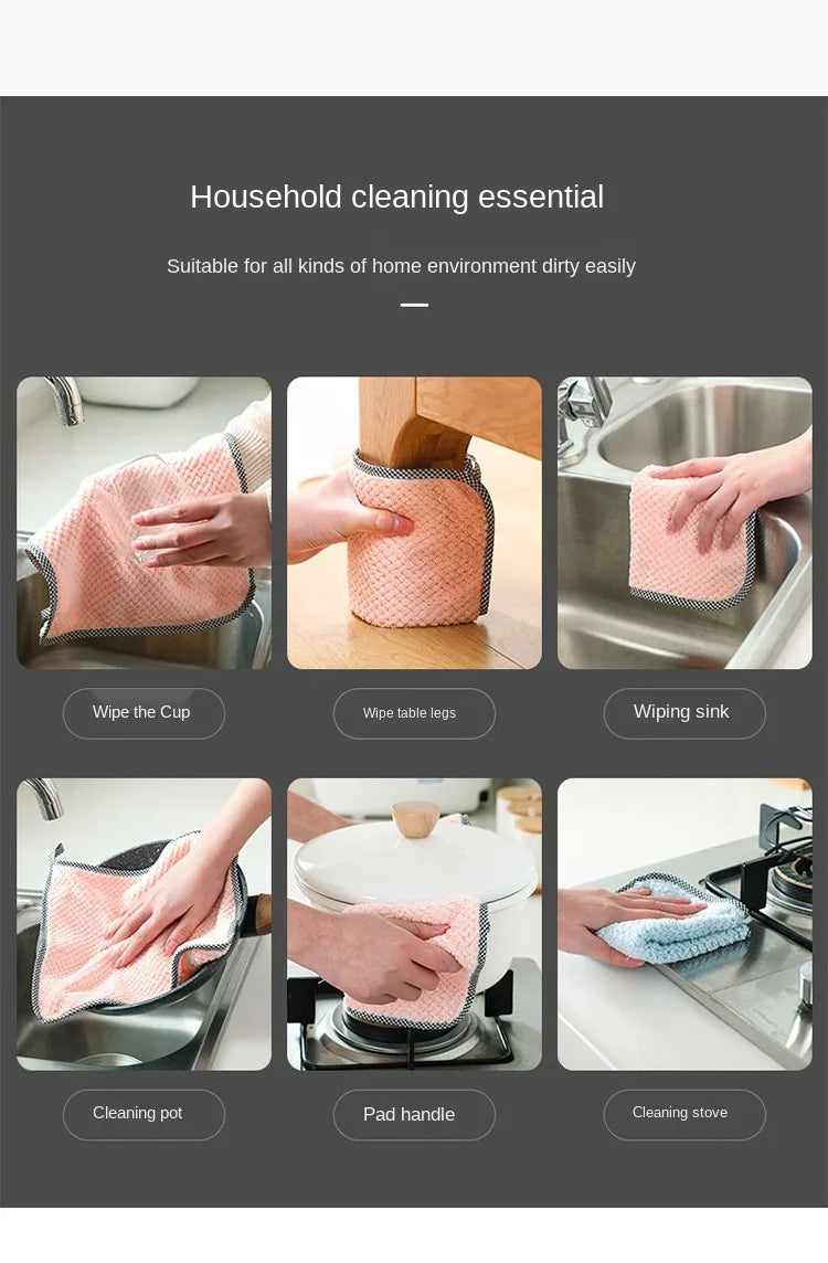 Kitchen towel Rag microfiber kitchen rag dish cloth non-stick oil thickened table cleaning cloth absorbent scouring pad home