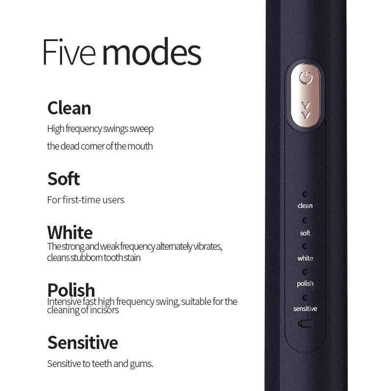 Multi function Electric Toothbrush Rechargeable Inductive Charging Adult Smart Ultrasonic Automatic Toothbrush holder 4 Heads