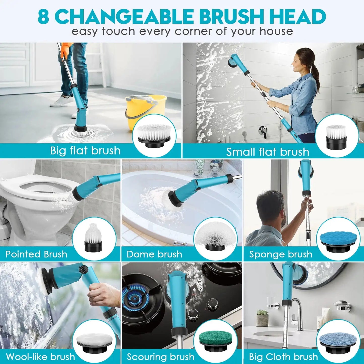 Electric Spin Scrubber 21V Cordless Cleaning Brush