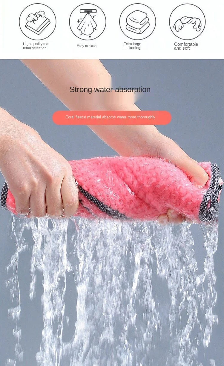 Kitchen towel Rag microfiber kitchen rag dish cloth non-stick oil thickened table cleaning cloth absorbent scouring pad home