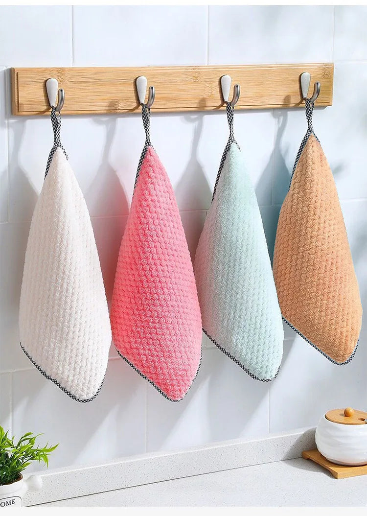 Kitchen towel Rag microfiber kitchen rag dish cloth non-stick oil thickened table cleaning cloth absorbent scouring pad home